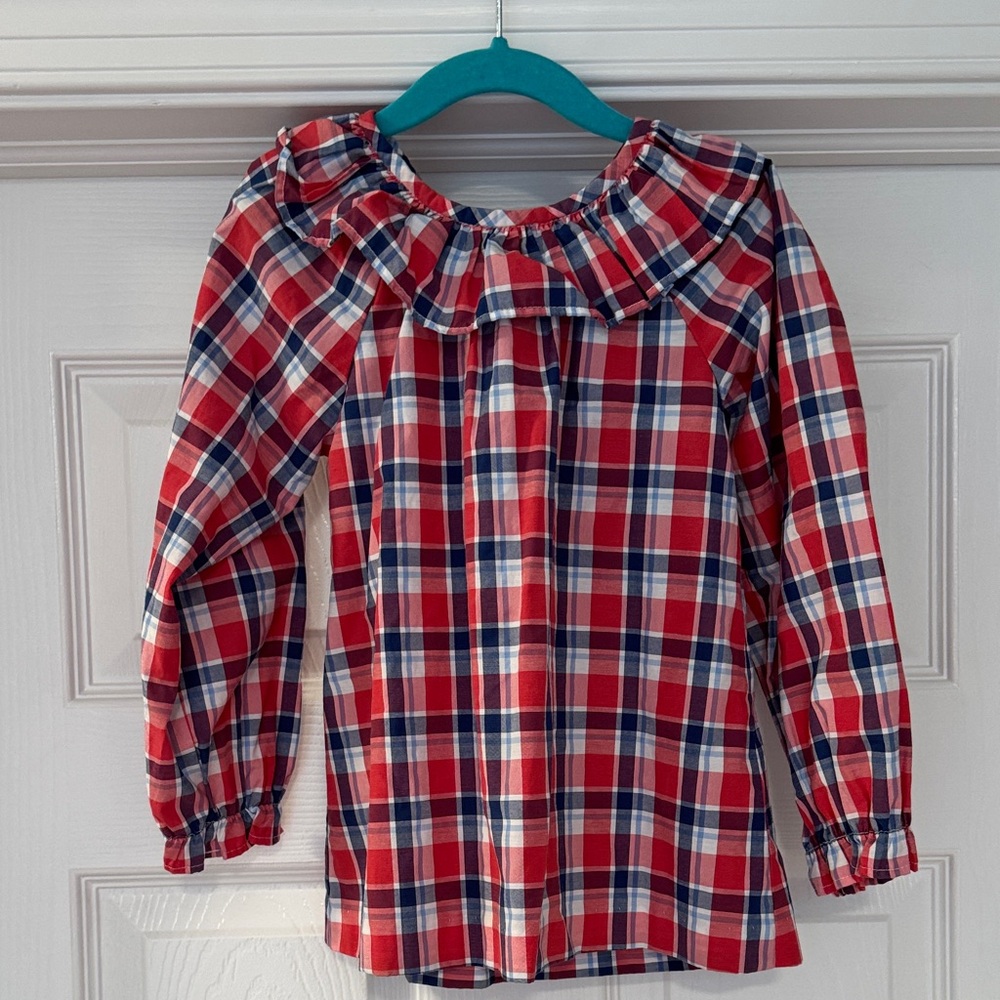 Little English Red and Blue Plaid Blouse